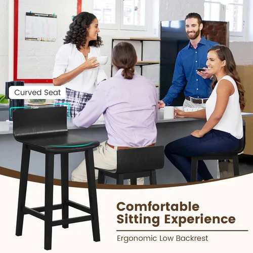 Miniatura 8 de Giantex Juego de 2 taburetes de bar de 24.5 pulgadas, taburetes de bar de altura de mostrador con respaldo bajo y reposapiés, sillas de comedor
