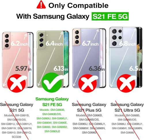 Miniatura 2 de Rayboen Funda para Samsung Galaxy S21 FE 5G con 2 protectores de pantalla suaves, diseño híbrido transparente, a prueba de golpes, delgada