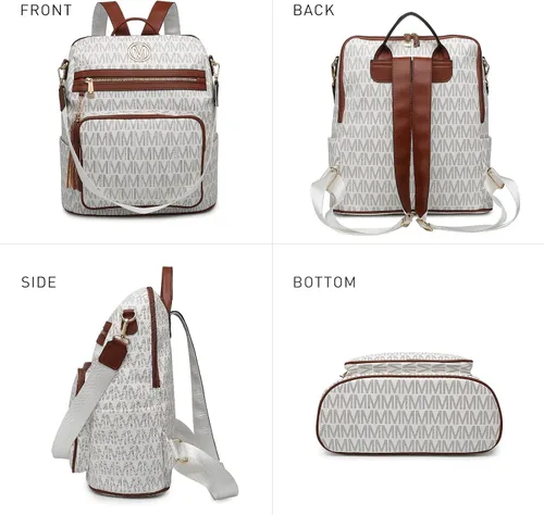 Miniatura 48 de MKP COLLECTION Mochila de moda para mujer, bolsa convertible grande para mujer, mochila de viaje, bolsa de hombro, juego de 2 piezas con borla, Beige
