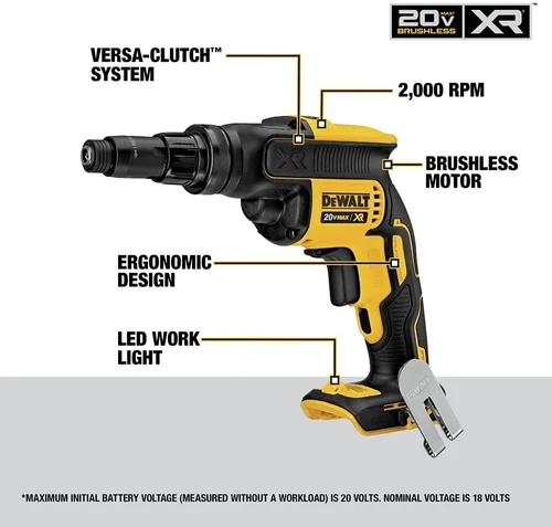 Miniatura 3 de DEWALT Pistola de tornillo 20V MAX XR, embrague Versa, par ajustable, solo herramienta (DCF622B)