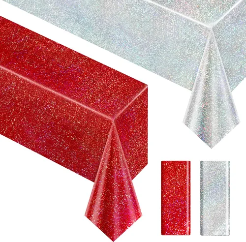 Miniatura 41 de Just Shimmer Mantel holográfico azul claro de 40" x 108" Decoración de fiesta rosa fuerte Día de San Valentín Fiesta de cumpleaños Decoración