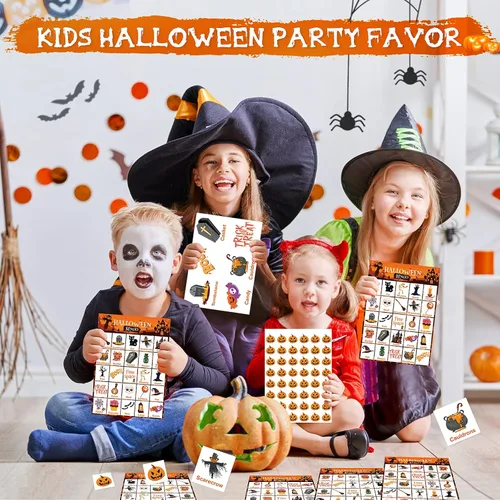 Miniatura 2 de V-Opitos Tarjeta de juego de bingo de Halloween de gran tamaño para niños y adultos, 6 x 8.5 pulgadas, 28 jugadores, juegos de Halloween