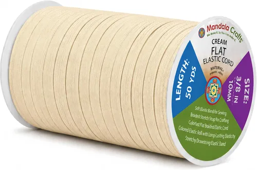 Miniatura 26 de Mandala Crafts - Rollo de cordón elástico plano para costura y manualidades Blanco