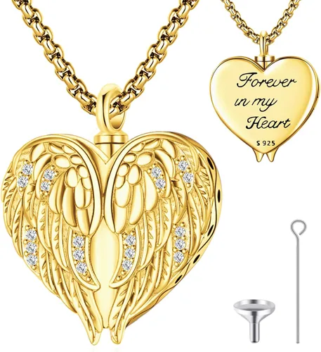 Miniatura 176 de Collar de alas de ángel de plata de ley 925, ángel de la guarda, enfermera RN caduceo, dije de ángel de cristal, joyería de regalo para mujer