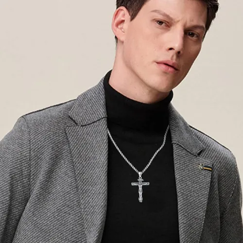 Miniatura 556 de Collar de plata de ley 925 con medalla de San Patrón, colgante de protección católica, amuleto, joyería religiosa para hombres y mujeres