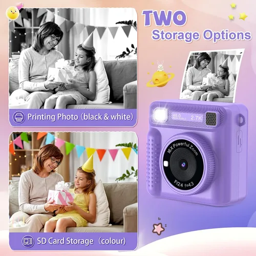 Miniatura 3 de Cámara de impresión instantánea para niños, regalos de Navidad y cumpleaños para niñas y niños, cámaras instantáneas que imprimen fotos para niños