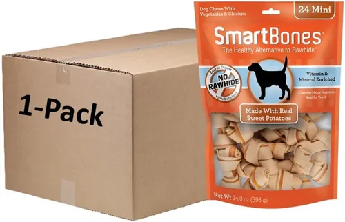 Miniatura 19 de SmartBones Mini masticables con mantequilla de maní real, 24 unidades, masticables sin piel cruda para perros (el embalaje puede variar)