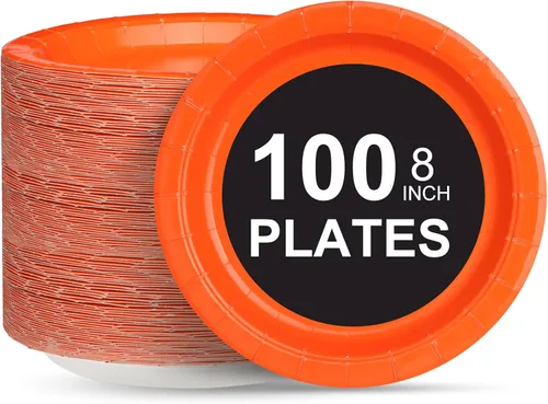 Miniatura 13 de Black Paper Party Plates Supplies 400GSM -100pcs - 50 x 10 Dinner Plates and 50 x 8 Dessert Plate,Suitable for Birthday,Family Negro