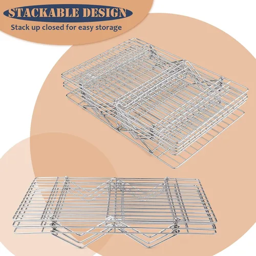 Miniatura 6 de E-far Estante de enfriamiento de 4 niveles, estante de enfriamiento de alambre apilable de acero inoxidable de 15 x 10.1 pulgadas para hornear