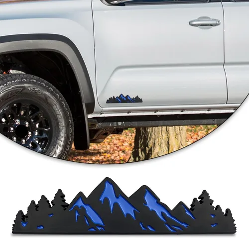Zhizhong Emblema de árbol de montaña de nieve de 7 pulgadas, insignia gráfica de montañas para maletero y portón trasero para automóvil, camión,