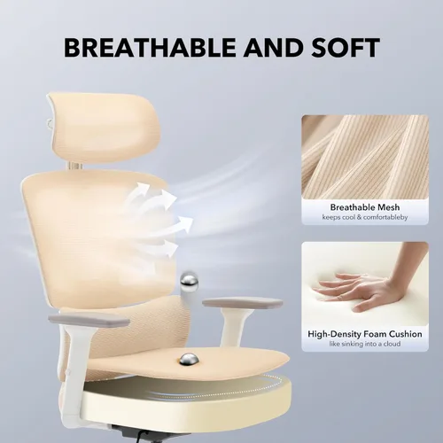 Miniatura 4 de Silla de oficina ergonómica con soporte lumbar ajustable, silla de escritorio de oficina en casa, cómoda silla de juegos de malla con reposabrazos