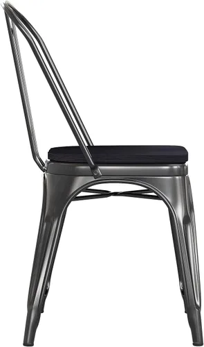 Miniatura 6 de Flash Furniture Perry - Silla apilable comercial para interiores y exteriores con asiento de poliestireno, marco de metal dorado envejecido, asiento