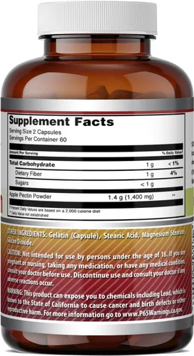 Miniatura 2 de Amazing Formulas Suplemento de pectina de manzana de 1400 mg Cápsulas Sin OMG Sin gluten Fabricado en Estados Unidos