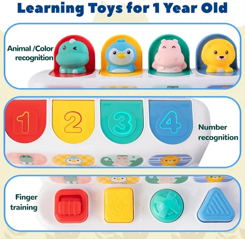 Miniatura 6 de Montessori - Juguete de causa y efecto de 6 a 12 meses, juguete de bebé con botón que hace saltar animales, juguetes sensoriales interactivos