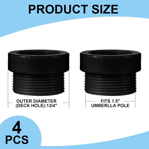 Miniatura 2 de Taiyin 4 piezas de adaptador estabilizador de sombrilla de piscina, fundas de adaptador roscadas para sombrilla de piscina, estabilizador de poste