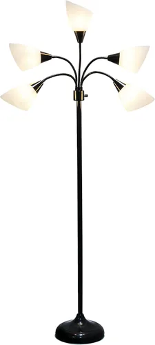 Miniatura 7 de Simple Designs LF2006-BAW 67" Lámpara de pie contemporánea con múltiples cabezales Medusa de 5 luces, lámpara de pie ajustable de cuello de cisne