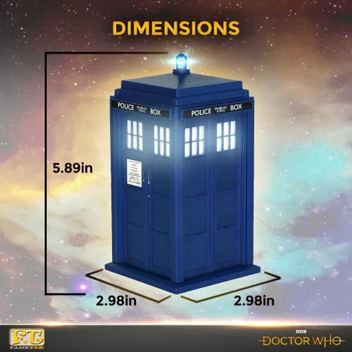 Miniatura 2 de FAMETEK Altavoz Bluetooth Doctor Who Tardis. Reproduce música, se ilumina, efectos de sonido detallados de Tardis Los mejores regalos de Doctor