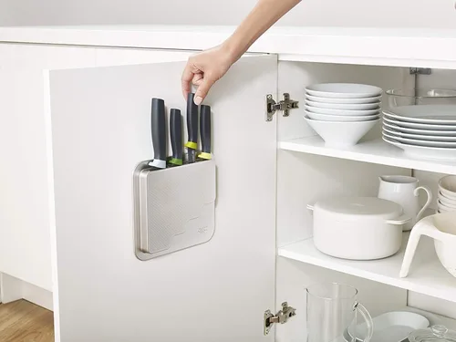Miniatura 2 de Joseph Joseph DoorStore - Juego de cuchillos Elevate con bloque de cuchillos 3M adhesivo para pared y gabinete para puerta, 5 piezas, ópalo