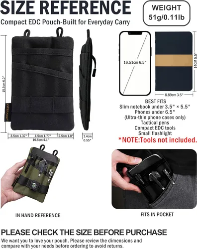 Miniatura 4 de VIPERADE VE1 Organizador de bolsillo, bolsa EDC para hombres, organizador de almacenamiento EDC, equipo EDC, bolsa de bolsillo multiherramienta