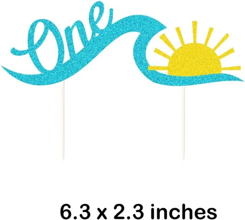 Miniatura 2 de Wave One - Suministros para fiesta de cumpleaños, decoración de pastel de olas de surf para decoración de fiesta de olas (una)