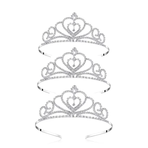 Miniatura 7 de Lovelyshop Tiara de cristal de diamantes de imitación, corona de princesa pegeant (corazón), 1 paquete