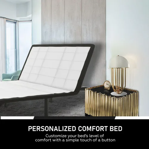 Miniatura 5 de Greaton Base de cama ajustable de 15 pulgadas con telas decorativas, inclinación de la cabeza con control remoto con cable, barra protectora