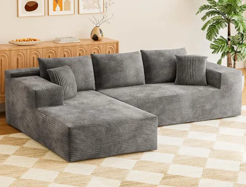 Miniatura 8 de VICTONE Sofás Seccionales Cloud de 108", Sofá Sin Huesos Modular en Forma de L con Asiento Profundo, Sofás Tapizados de Comodidad Moderna para Sala
