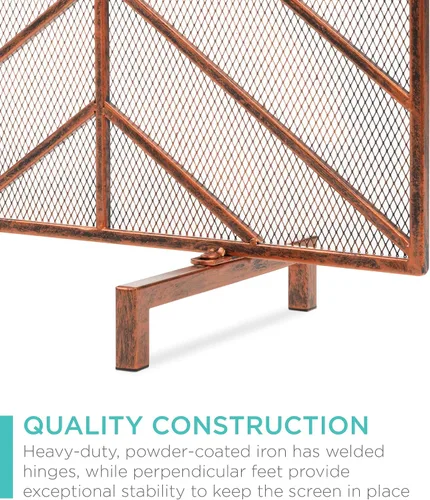 Miniatura 4 de Best Choice Products Panel individual de 38 x 31 pulgadas, hecho a mano, malla de hierro forjado, protector contra chispas contra incendios