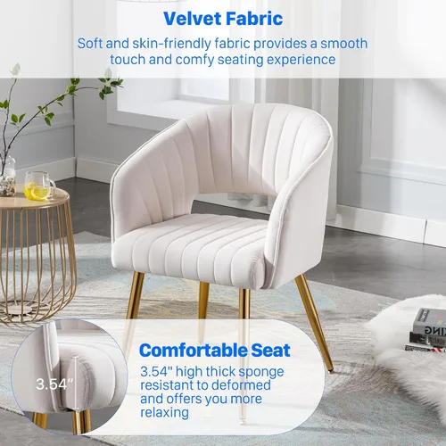 Miniatura 5 de KCC Juego de 2 Sillas de Comedor de Acento Moderno, Sillas de Comedor Tapizadas en Terciopelo con Respaldo Hueco, Sillas de Cocina Acolchadas Sillas