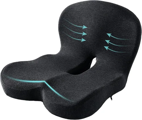 Cojín ergonómico para el dolor de espalda y alivio de la ciática, almohadilla de espuma viscoelástica para sillas de oficina, sillas de ruedas,