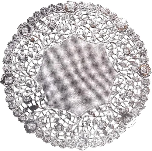 Miniatura 12 de Doilies de encaje de papel de aluminio plateado de 6 pulgadas, decoración redonda desechable en relieve para bodas, fiestas de té, postres