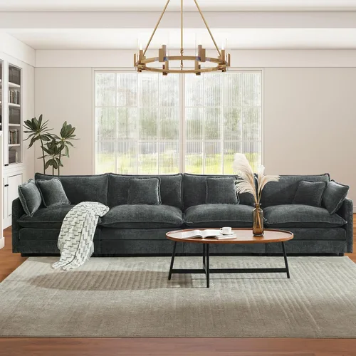 Miniatura 44 de Sofá seccional modular convertible de 76.7", sofás de dos plazas de chenilla con asiento profundo y cojines tipo loveseat para sala de estar, Beige
