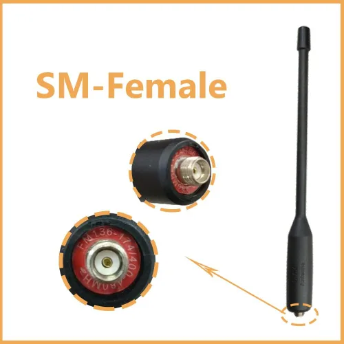 Miniatura 4 de UVK5 Antena original de doble banda de alta ganancia SM-Hembra Antena 144/430MHz 19cm/7.48inch para UV-K5 Radio de mano GMRS Radio Jamón (10 piezas)