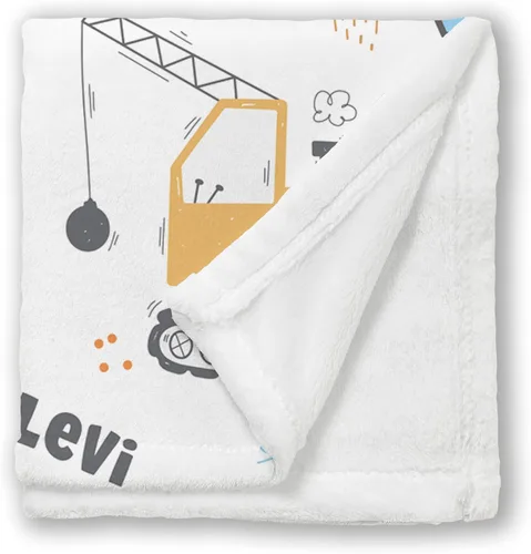 Miniatura 2 de Arteaga Mantas de bebé personalizadas para niños, manta de bebé de vehículos de construcción personalizada, 100% poliéster, edredón, azul, 30 x 40