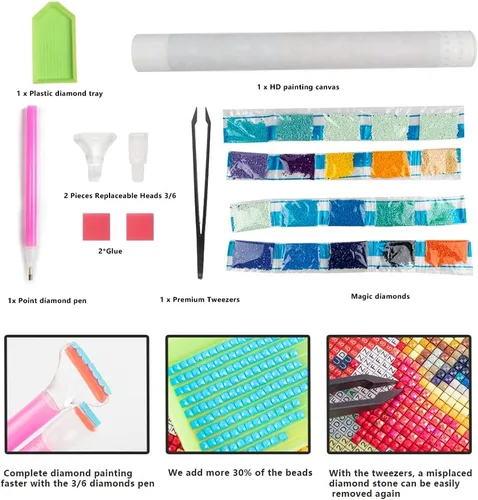 Miniatura 6 de Kits de pintura de diamantes grandes de 15 x 19 pulgadas, diseño cuadrado de pavo real 5D, punto de cruz, pintura familiar por números, adultos