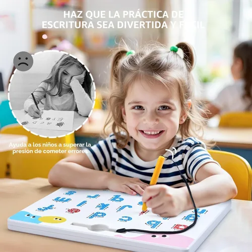 Miniatura 5 de JoyCat Tabla magnética de seguimiento de letras, imanes ABC de doble cara 2 en 1 para niños de 3 a 5 años, práctica de escritura de letras