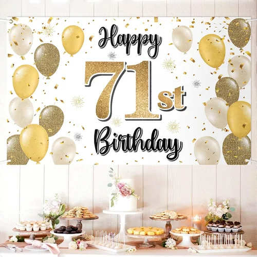 Miniatura 11 de Decoraciones de Feliz Cumpleaños 100, Globo Dorado Grande 100 Pancarta de Cumpleaños Telón de Fondo Letrero - Salud por 100 Años Suministros