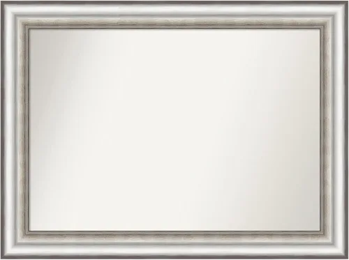 Miniatura 102 de Amanti Art Espejo de baño plateado para sobre el fregadero, 26 x 26 pulgadas, espejo cuadrado de plata antigua, marco de madera tradicional mediano