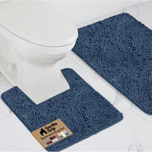 Miniatura 18 de GORILLA GRIP - Juegos de alfombras de baño, juego de 2 alfombras de chenilla suave, alfombra base para inodoro y alfombra de 30 x 20, alfombras Negro