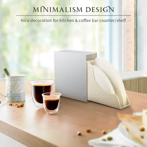 Miniatura 5 de Soporte de filtro de café en forma de cono – Soporte de filtro de papel plateado esmerilado para verter sobre café, dispensador para mostrador