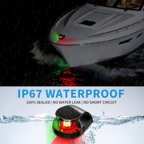 Miniatura 4 de Obcursco Luces de Navegación para Barco, Luces LED Marinas de Proa Verdes y Rojas, IP67 Impermeable, Resistente a la Oxidación, Ideal para Pontón