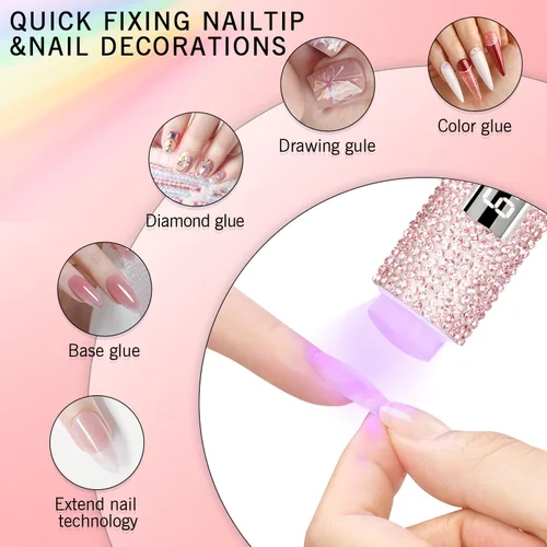 Miniatura 4 de Luz UV de mano para uñas de gel, lámpara de uñas UV con purpurina, mini lámpara de uñas de gel portátil inalámbrica para curado rápido, secador