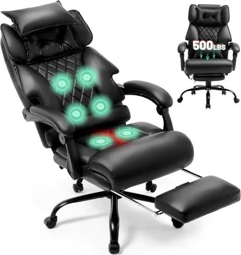 Miniatura 16 de Massage Office Chair with Foot Rest,6 Points Vibration & Heat Executive Office Chairs for Heavy People,500LBS Big and Tall Office Chair,Ergonomic