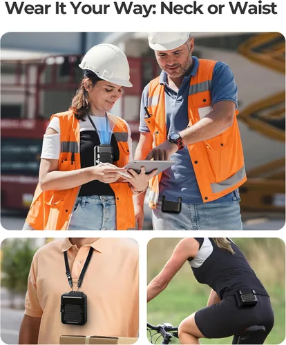 Miniatura 5 de SLENPET Ventilador portátil con clip de cintura, ventilador de collar con batería de 6000 mAh, 23 horas de tiempo de trabajo, 3 velocidades, 5100