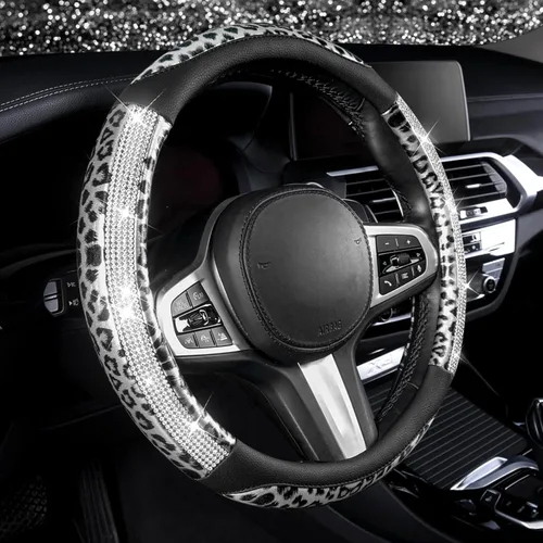 Miniatura 7 de Cobertor de volante Autoyouth resistente, antideslizante, grueso, elegante, de agarre excelente, no tóxico, tamaño estándar 15 pulgadas, Negro