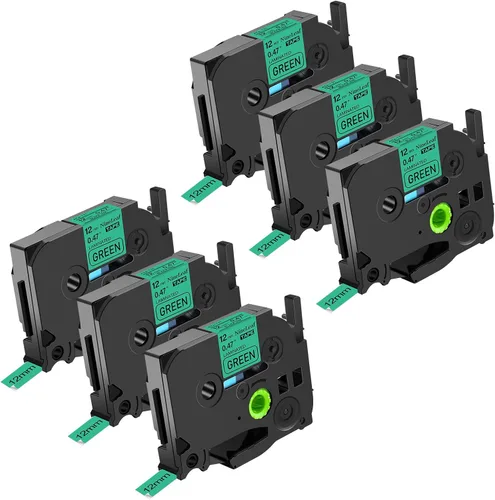 Miniatura 27 de NineLeaf Paquete de 6 cintas de etiquetas compatibles con Brother TZ TZe TZe-531 TZe531 TZ-531 TZ531 0.472 in 1/2 pulgadas, negro sobre azul