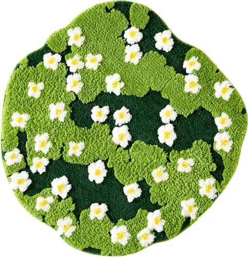 Miniatura 8 de Bonita Alfombra de Baño Verde Floral Hierba Primavera Flor Margarita Alfombras de Baño Antideslizantes Lavables a Máquina Súper Absorbentes
