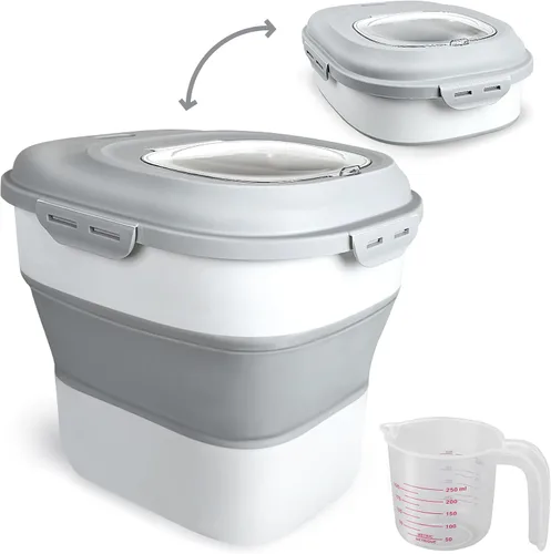 Miniatura 8 de Viretec Contenedores de almacenamiento de arroz y cereales, 20 a 50 libras Contenedores plegables dispensadores de alimentos secos con tapa abatible