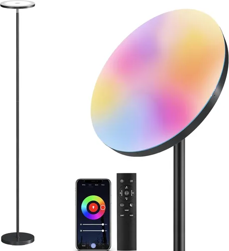 Miniatura 13 de SUNMORY Lámparas de pie para sala de estar, lámpara de pie LED súper brillante de 32 W/3000 lm con control remoto, lámpara de pie de 69 pulgadas