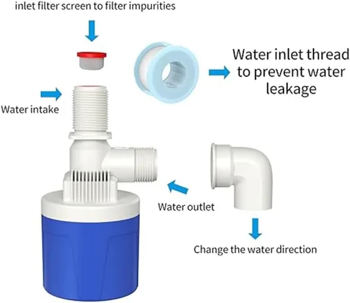 Miniatura 6 de Válvula de flotador con control automático de nivel de agua para un funcionamiento confiable en tanques de agua e hidroponía, construcción (B)